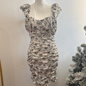 PrettyLittleThing Black and White Floral Mini Dress